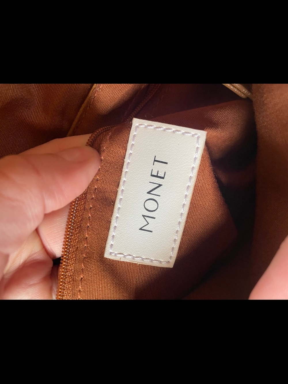 Monet Brown Leather Shoulder Bag - Picture 5 of 7